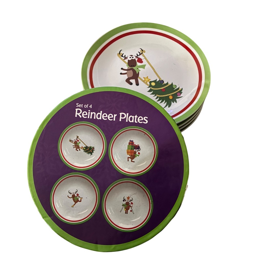 Promotional Alliance Reindeer Christmas Appetizer Plates Whimsical Holiday Decor